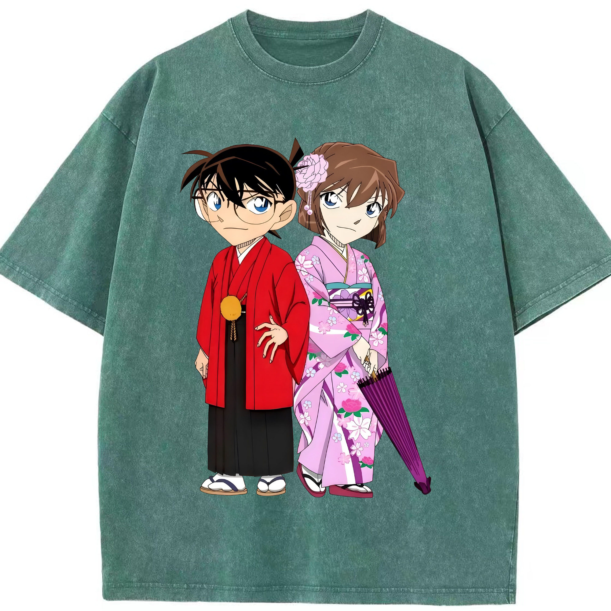 （画像用） 名探偵コナン 江戸川 コナン Detective Conan Conan Edogawa 綿100% ヴィンテージ風 半袖Tシャツ（フロントプリント）